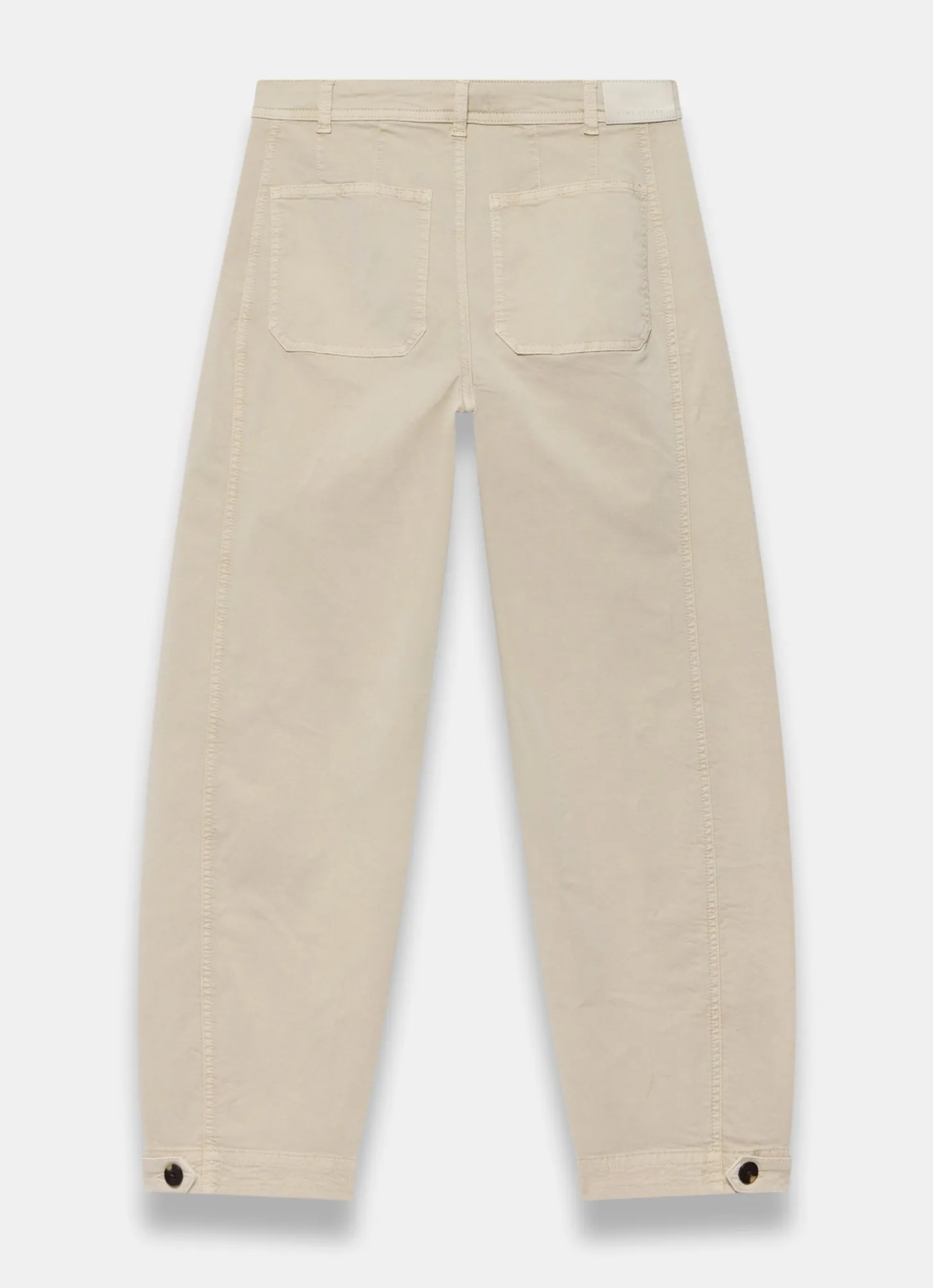 Neutral Washed Barrel Leg Chino Trousers