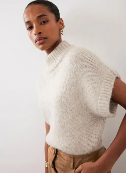 Neutral Wool Blend Knit Top