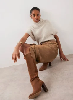 Neutral Wool Blend Knit Top