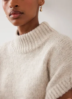 Neutral Wool Blend Knit Top