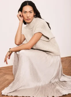 Neutral Wool Blend Layered Maxi Dress