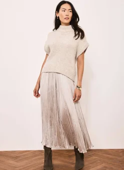 Neutral Wool Blend Layered Maxi Dress