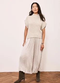 Neutral Wool Blend Layered Maxi Dress