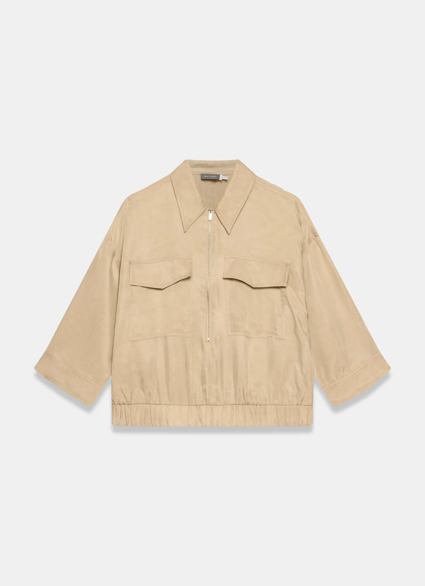 Neutral Zip Detail Blouse