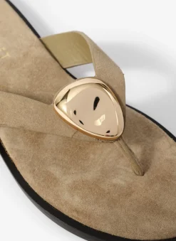 Nova Khaki Suede Flip Flop Sandals