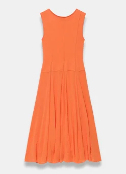 Orange Cotton Blend Drop Waist Maxi Dress