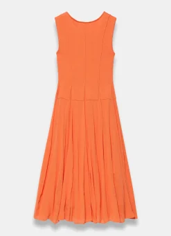 Orange Cotton Blend Drop Waist Maxi Dress