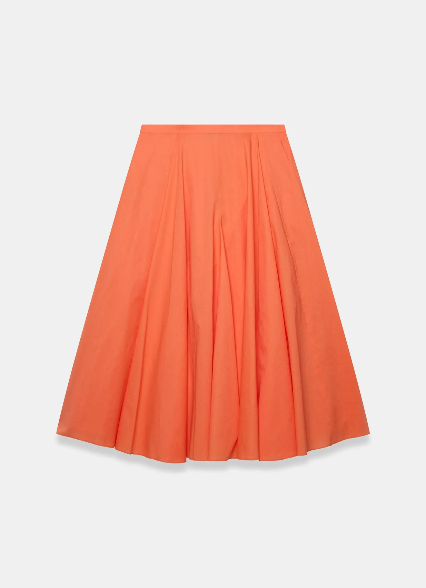 Orange Cotton Full Midi Skirt