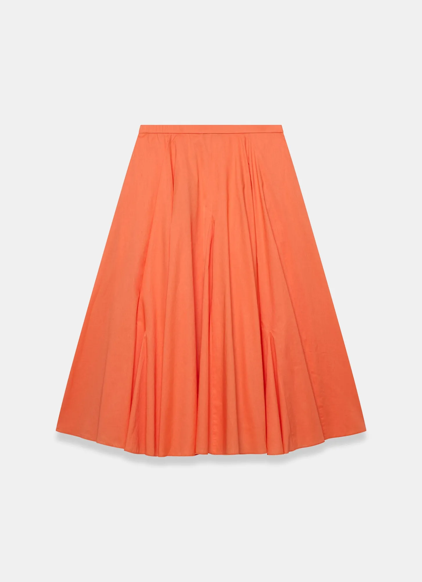Orange Cotton Full Midi Skirt