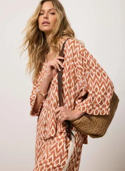 Orange Geo Print Resort Shirt