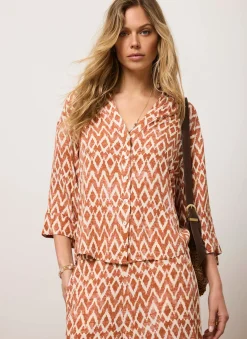 Orange Geo Print Resort Shirt