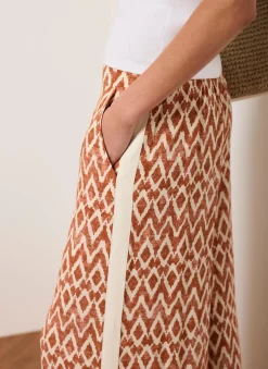 Orange Geo Print Wide Leg Trousers
