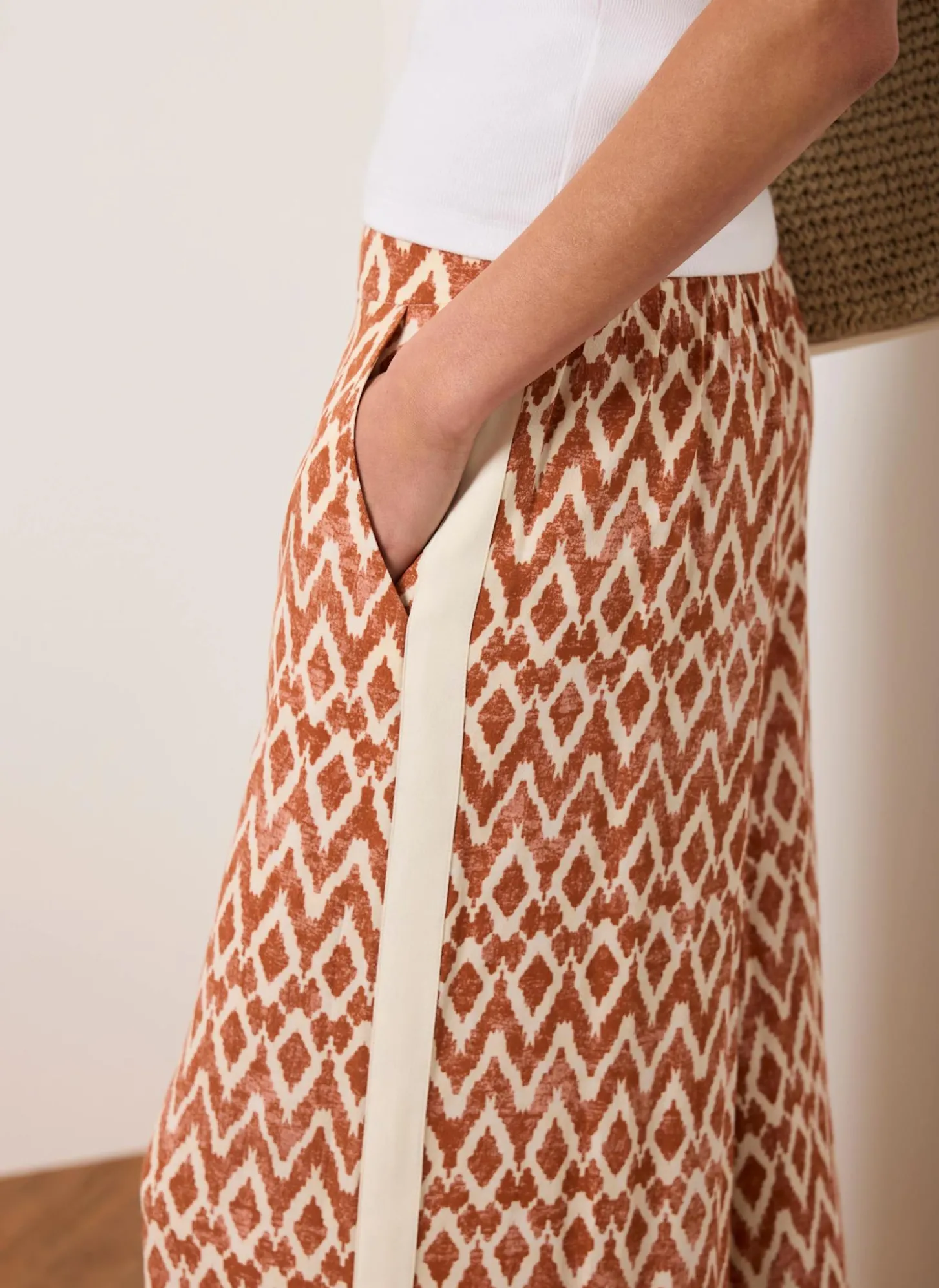 Orange Geo Print Wide Leg Trousers