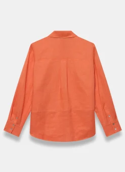 Orange Linen Blend Shirt