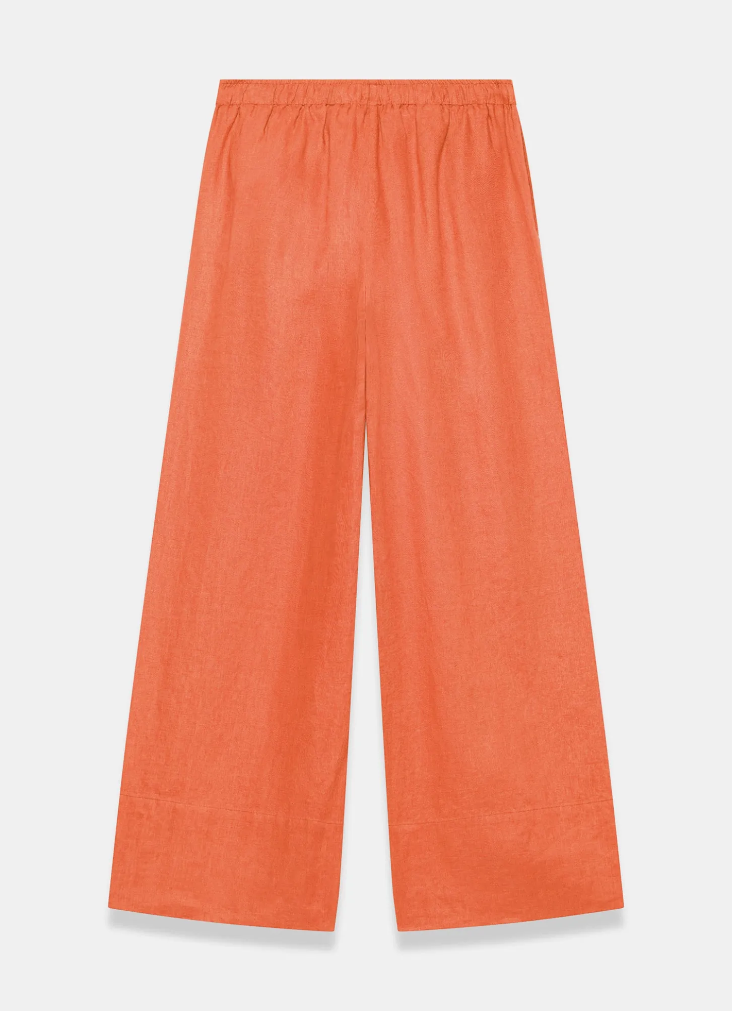 Orange Linen Drawstring Wide Leg Trousers