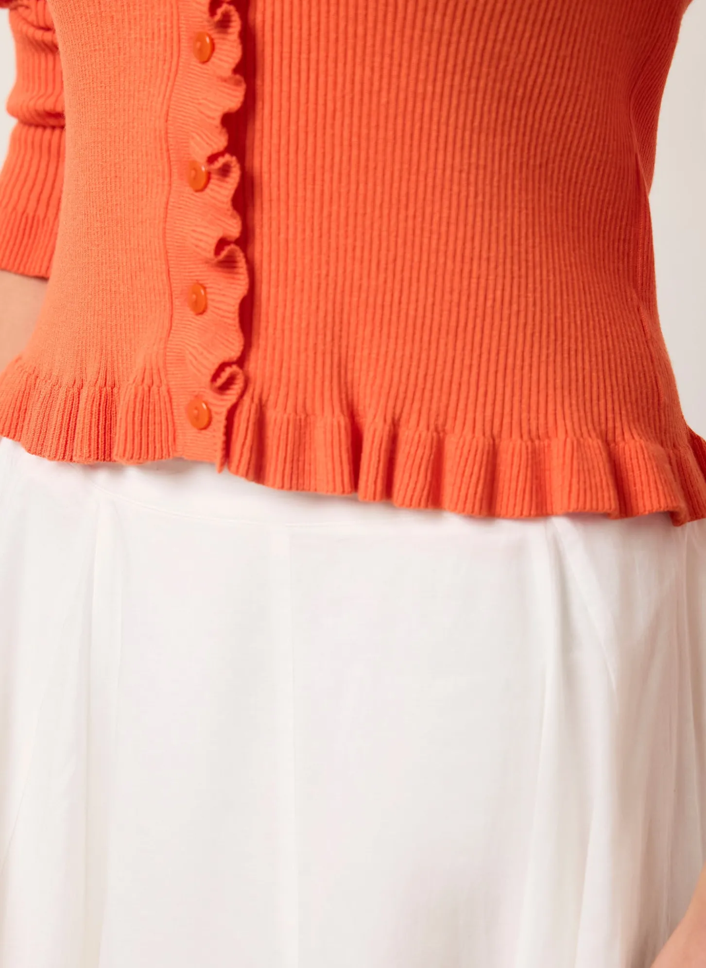 Orange Ruffle Detail Cardigan