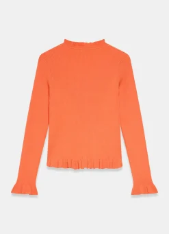 Orange Ruffle Detail Cardigan