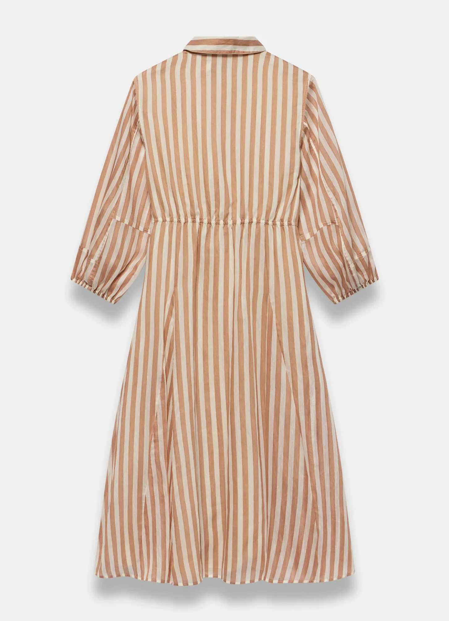 Orange Stripe Wrap Midi Shirt Dress