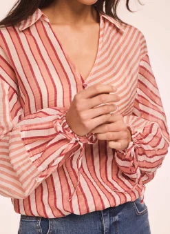 Orange Striped Wrap Shirt