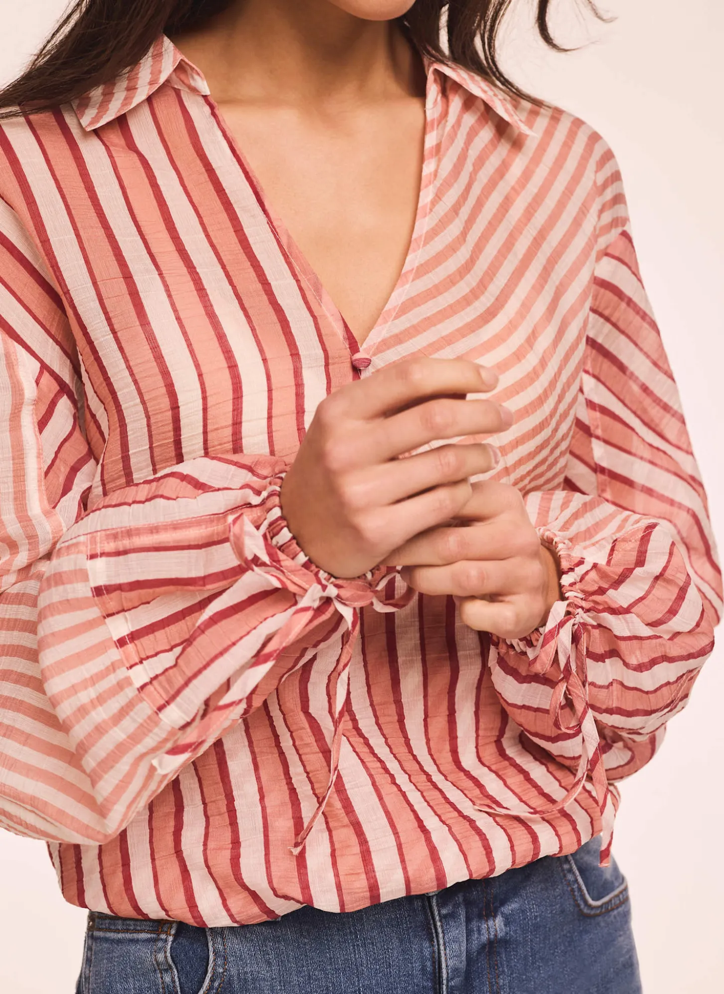 Orange Striped Wrap Shirt