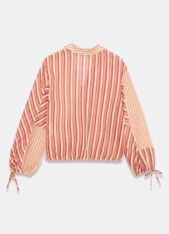 Orange Striped Wrap Shirt