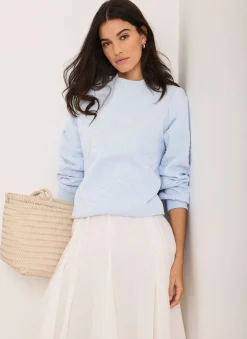 Pale Blue Embroidered Sweatshirt