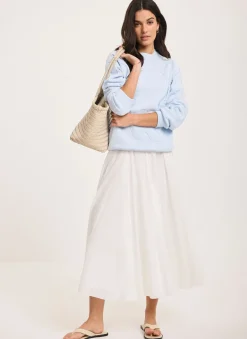 Pale Blue Embroidered Sweatshirt