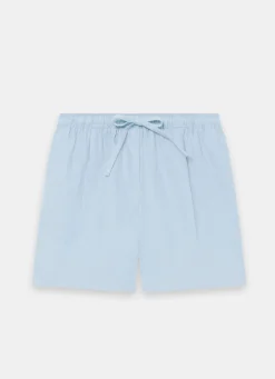 Pale Blue Linen Drawstring Shorts