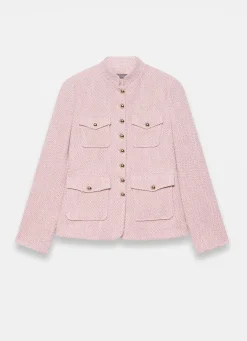Pink Cotton Blend Boucle Jacket