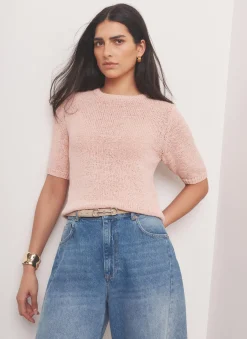 Pink Cotton Blend Knit Top