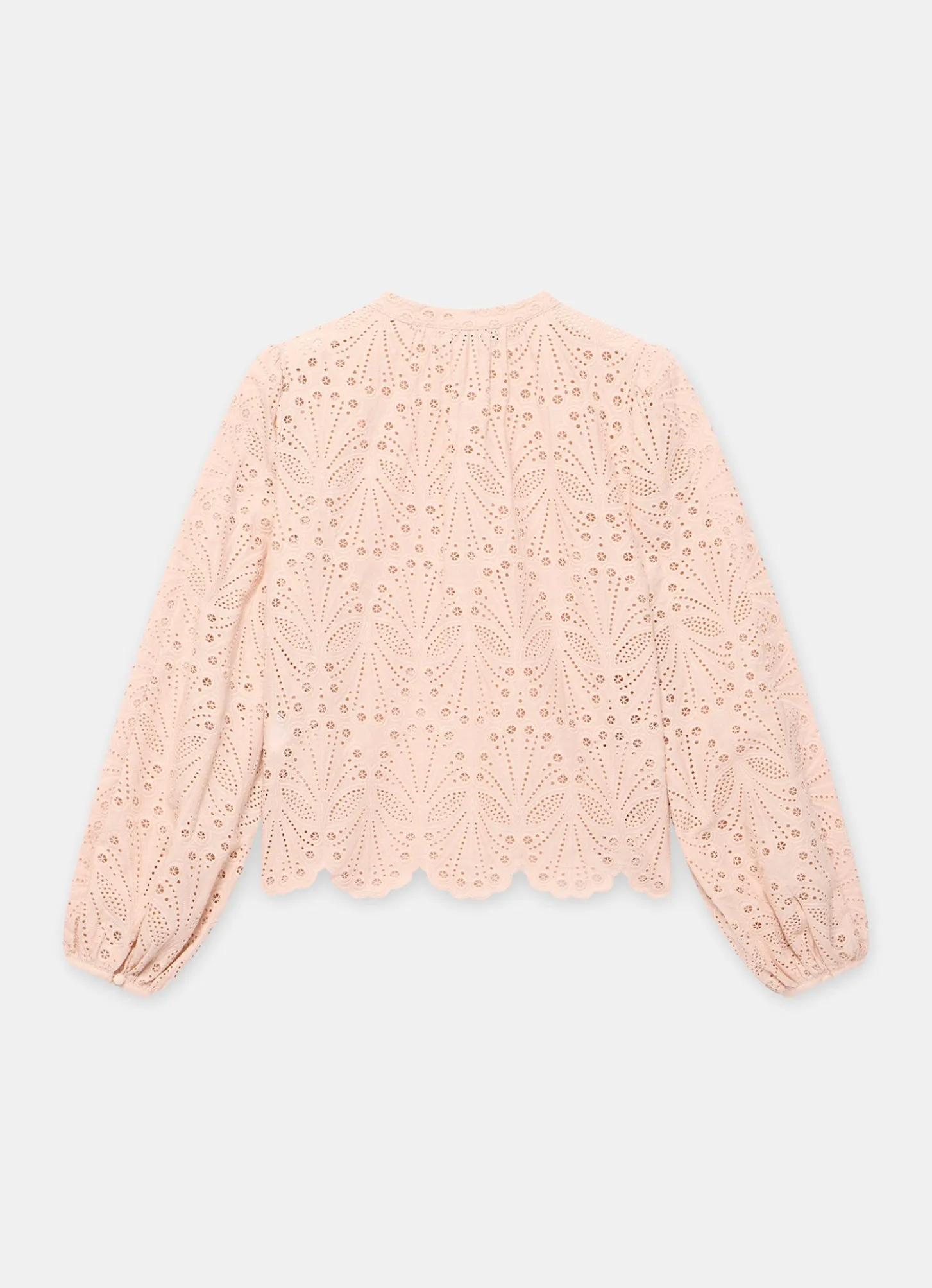 Pink Cotton Broderie Detail Blouse