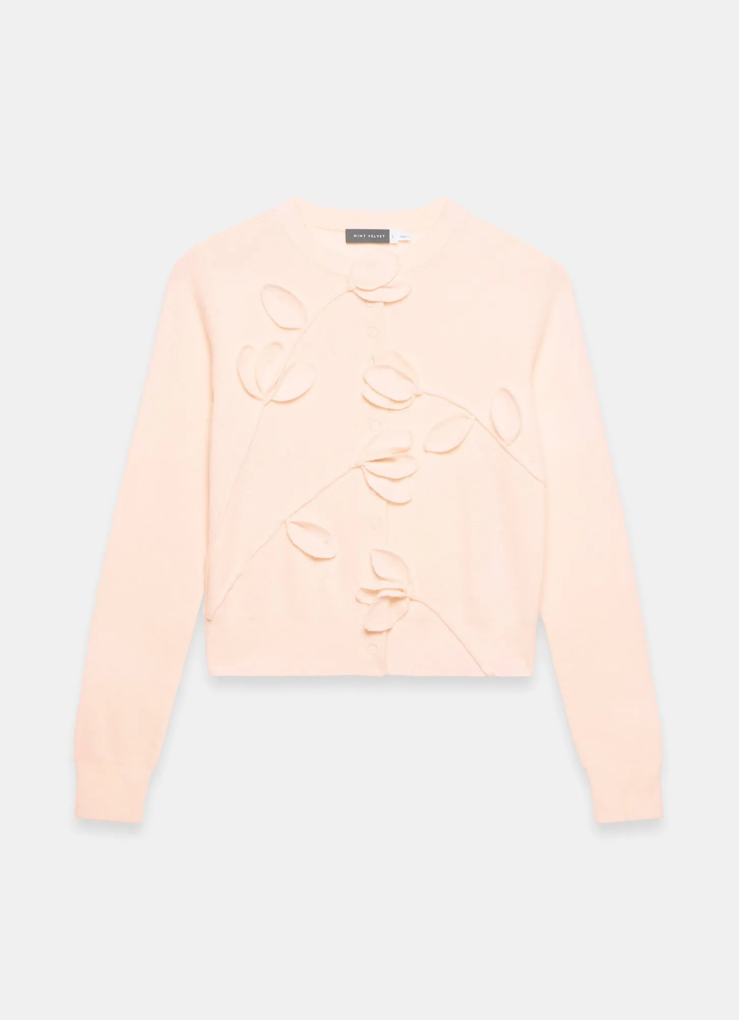 Pink Floral Applique Popper Cardigan