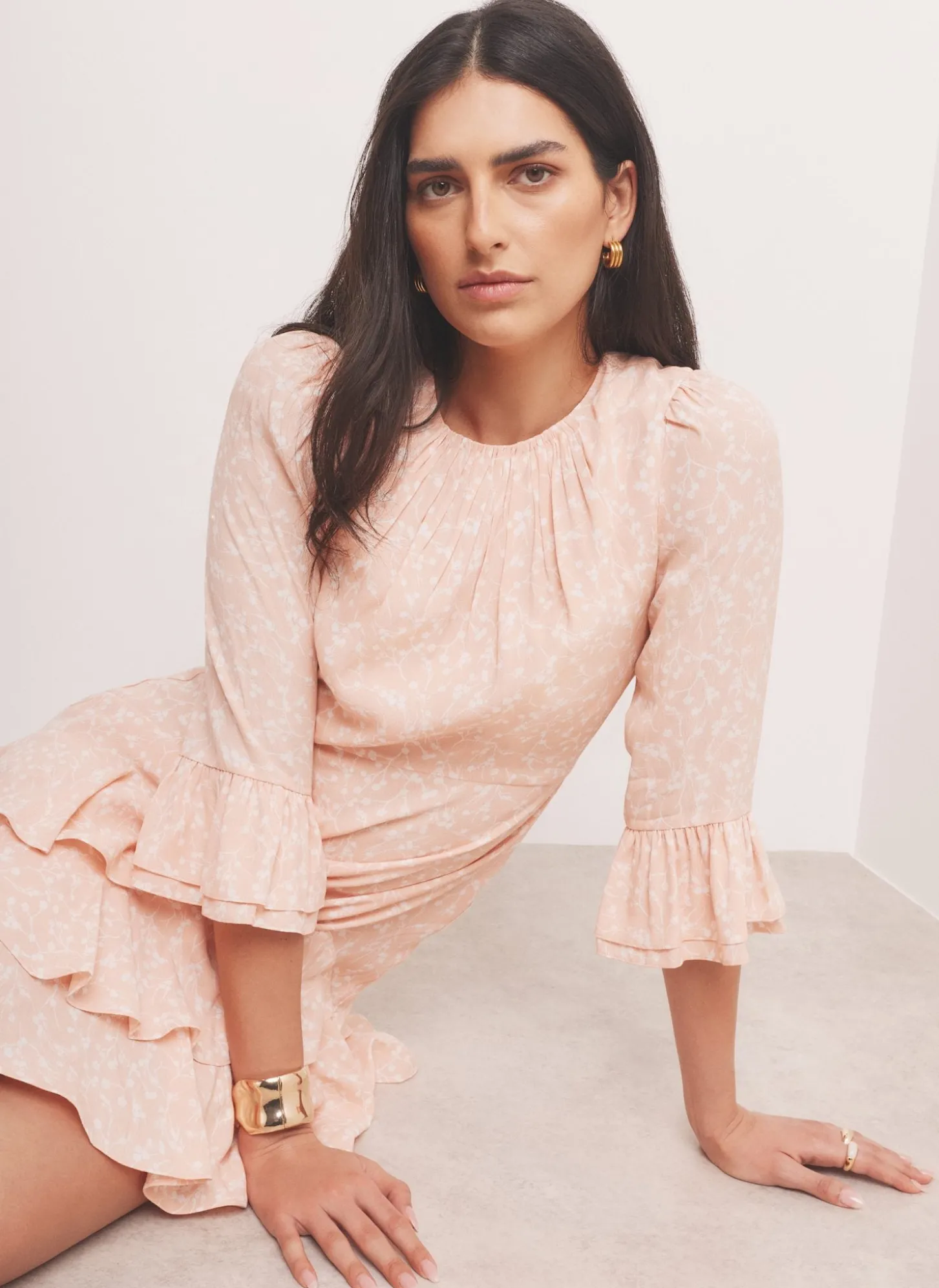 Pink Floral Print Mini Dress