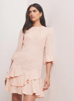 Pink Floral Print Mini Dress