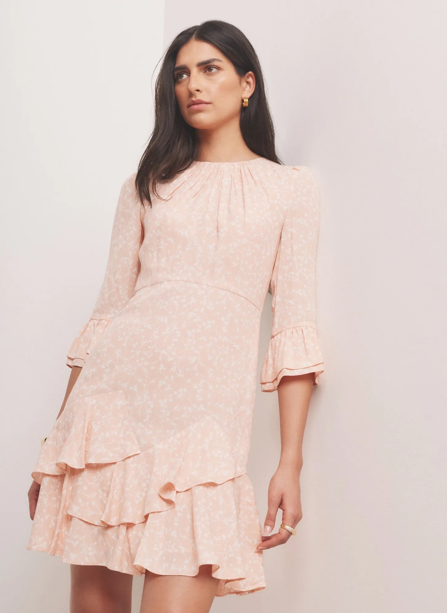 Pink Floral Print Mini Dress
