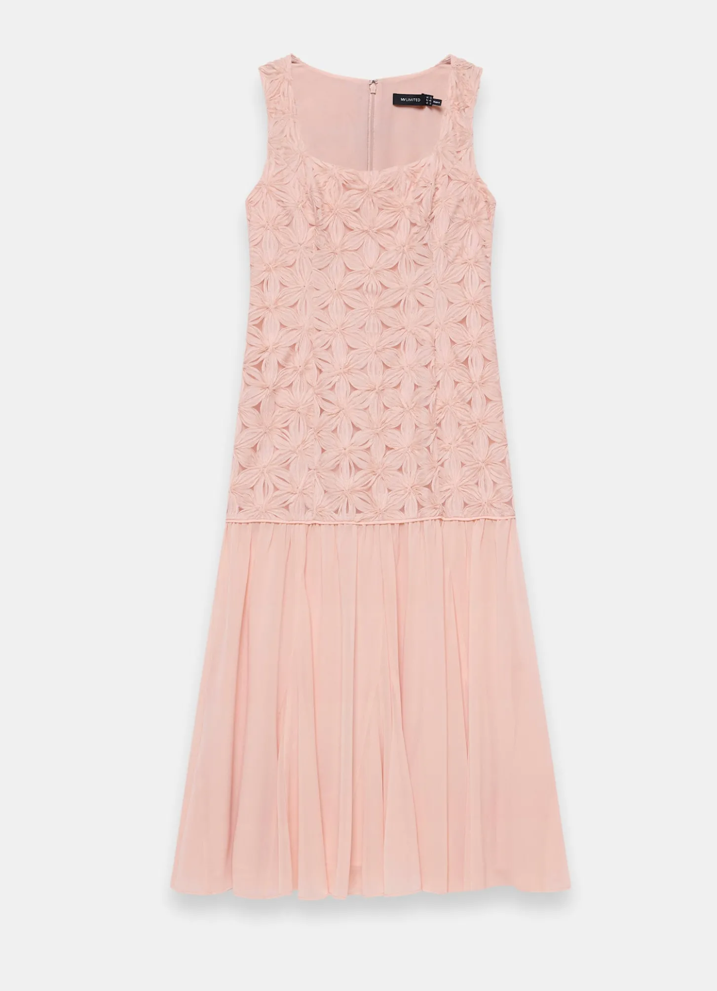 Pink Floral Texture Maxi Dress