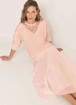 Pink Lace Detail Sweatshirt