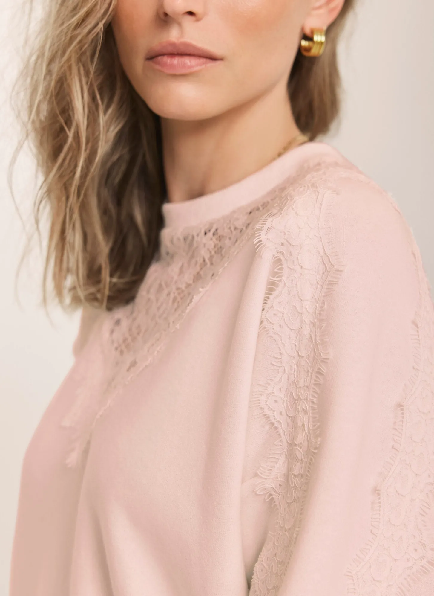 Pink Lace Detail Sweatshirt