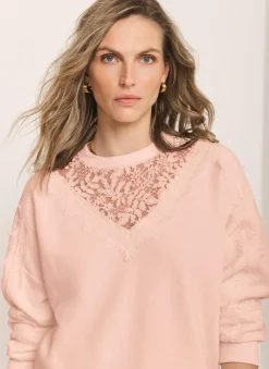 Pink Lace Detail Sweatshirt