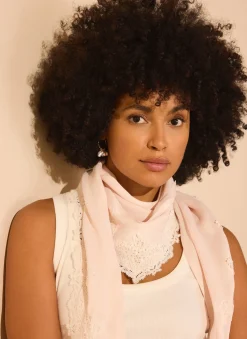 Pink Lace Trim Scarf