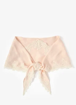 Pink Lace Trim Scarf