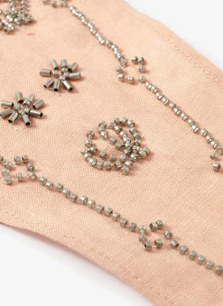 Pink Linen Embellished Neck Scarf