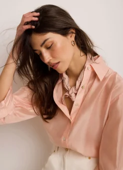 Pink Linen Embellished Neck Scarf