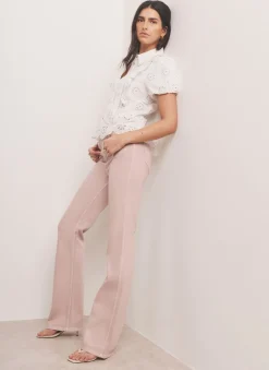 Pink Patch Pocket Flared Jeans