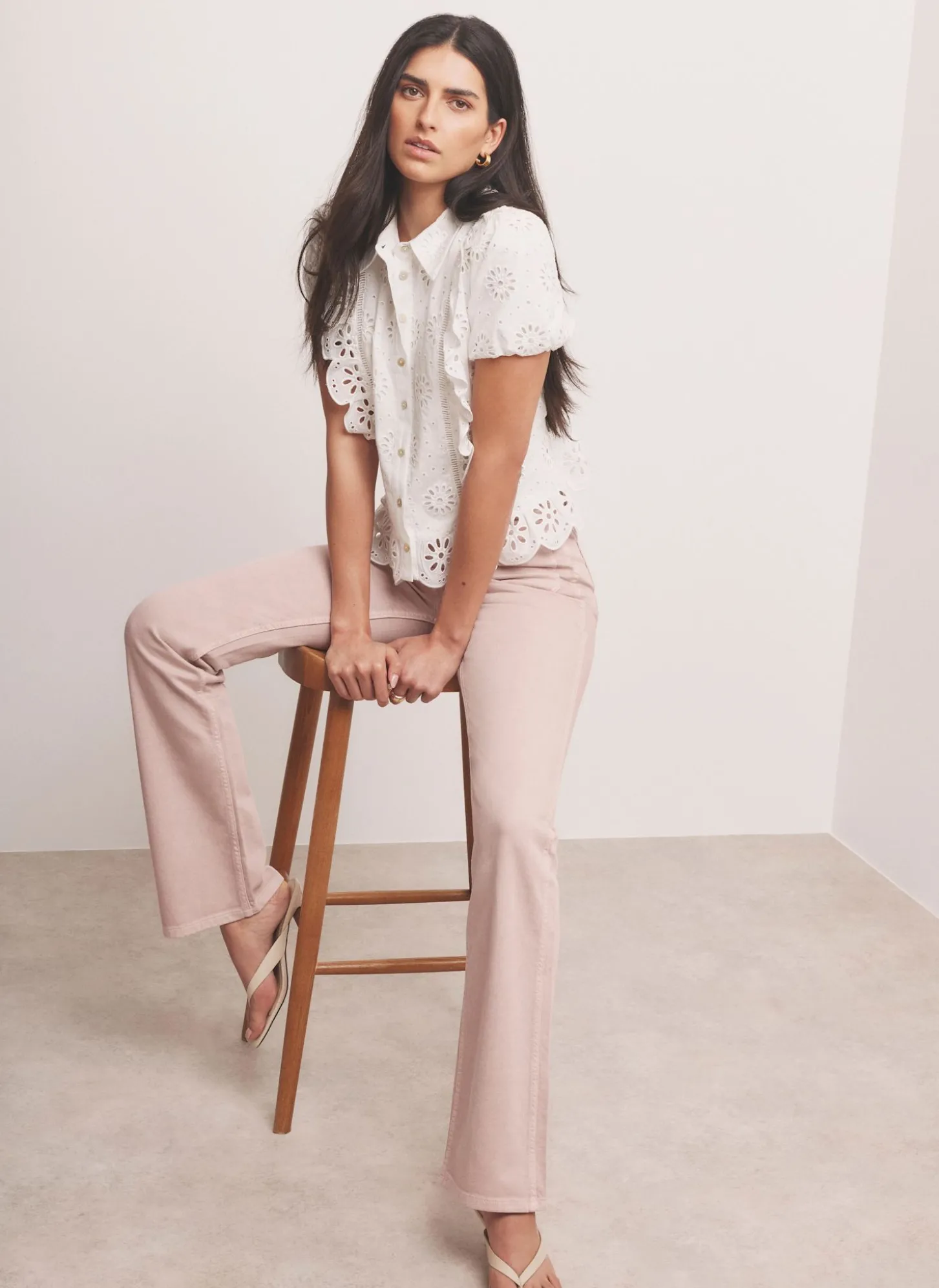 Pink Patch Pocket Flared Jeans