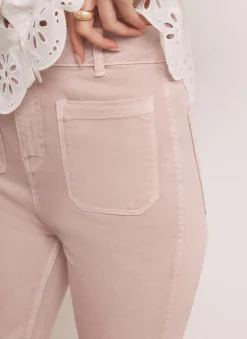 Pink Patch Pocket Flared Jeans