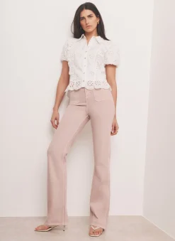 Pink Patch Pocket Flared Jeans