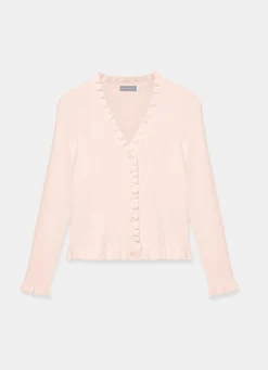Pink Ruffle Detail Cardigan