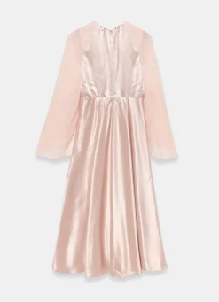 Pink Satin Cape Maxi Dress