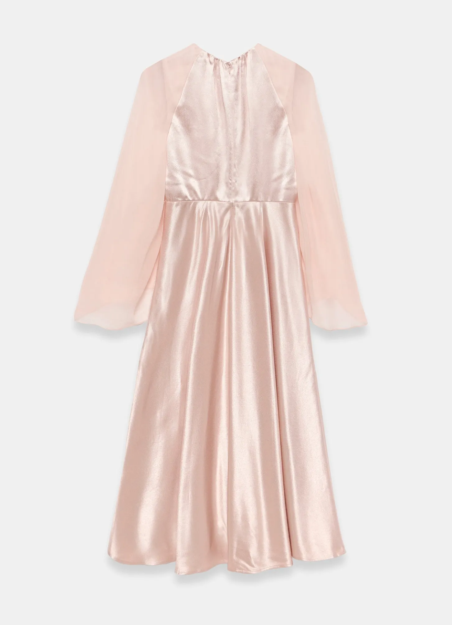 Pink Satin Cape Maxi Dress
